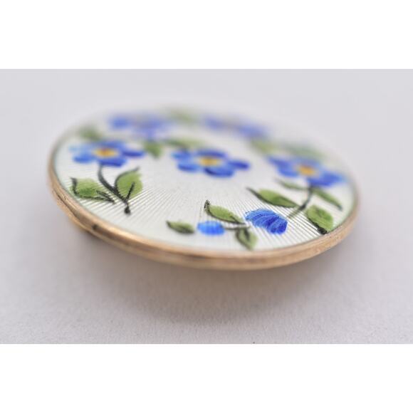 David Anderson Norway Pin Brooch Flower Enamel Round Signed Victorian 925 BinBP - Picture 8 of 12